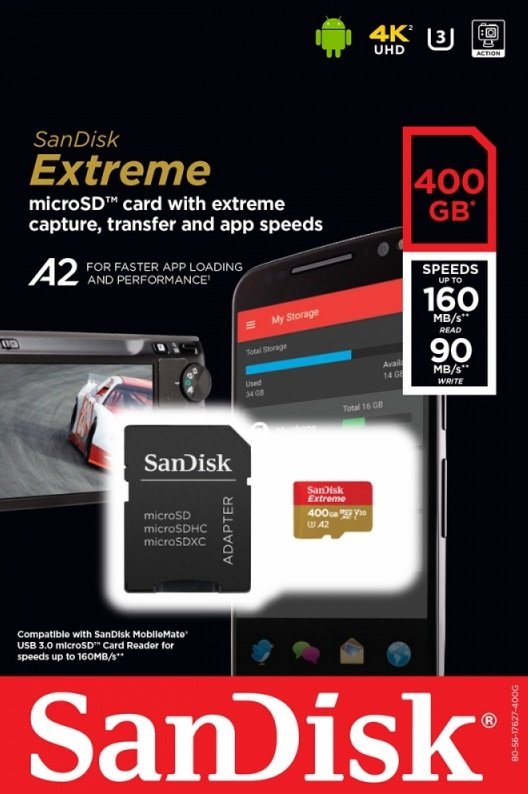SanDisk Extreme microSDXC 400GB 160MB/ s + adaptér - obrázek č. 2
