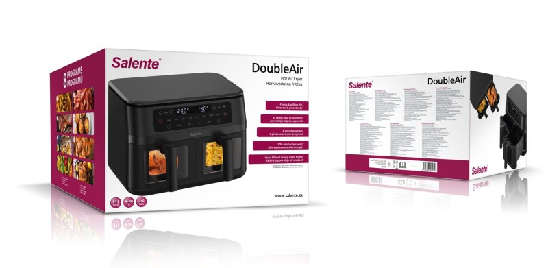 Salente DoubleAir, duální horkovzdušná fritéza, 11 l, černá - obrázek č. 2