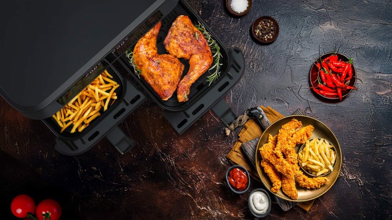 Salente DoubleAir, duální horkovzdušná fritéza, 11 l, černá - obrázek č. 5