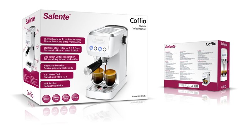 Salente Coffio, pákový kávovar, bílý - obrázek č. 1
