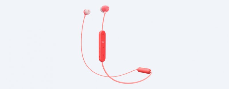 SONY sluchátka WI-C300 bezdr.,červená - obrázek produktu