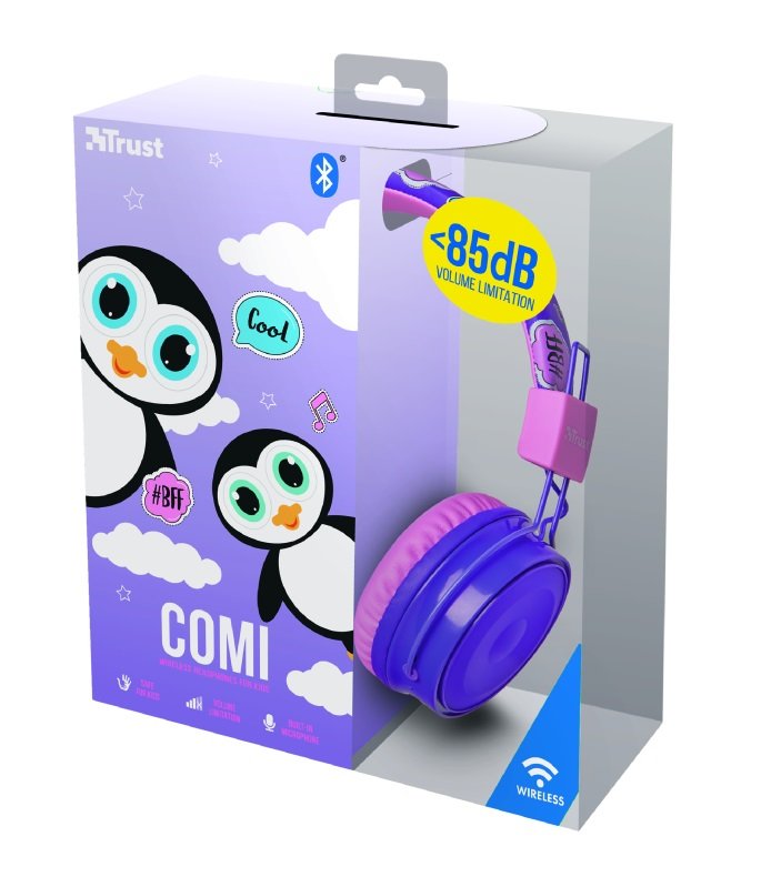 TRUST Comi Bluetooth Wireless Kids Headphones - purple - obrázek č. 4