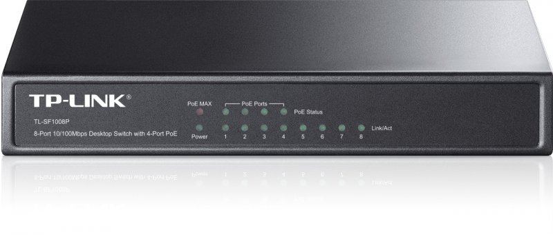 TP-Link TL-SF1008P 8x10/ 100 (4xPOE) 66W Desktop kovový CCTV Switch - obrázek produktu