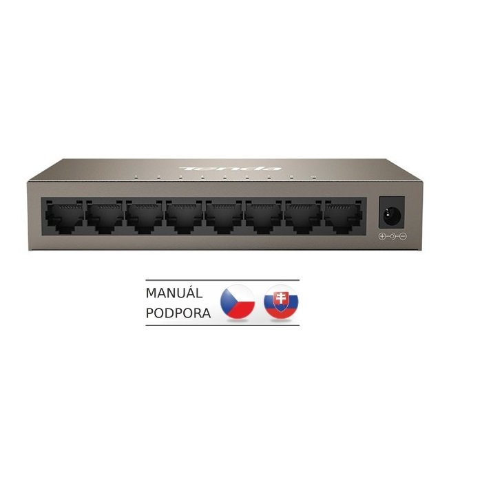 Tenda TEG1008M 8-port Gigabit Switch, 8x 10/ 100/ 1000 Mb/ s, Fanless, MAC 4K, napájení AC/ DC, i na zeď - obrázek produktu
