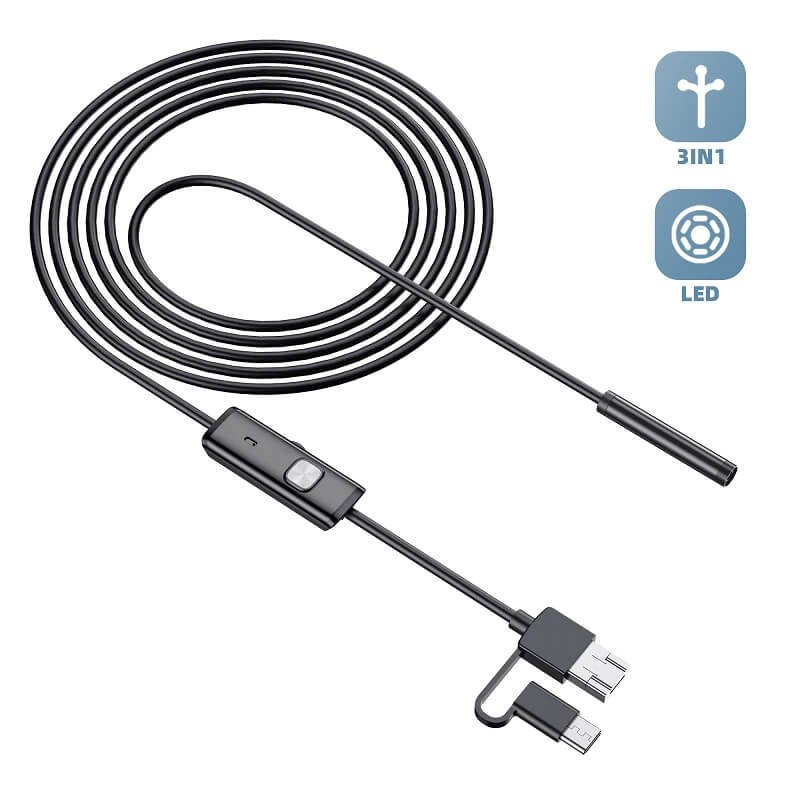 W-star Endoskopická kamera UCAM7x10 sonda 7mm 10m měkký kabel 640x480 USB konektor 3v1 USBC - obrázek produktu