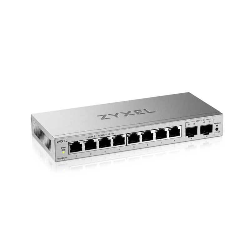 Zyxel GS1200-10 v3, 8 Port Gigabit, 2 x SFP webmanaged Desktop Switch - obrázek č. 1