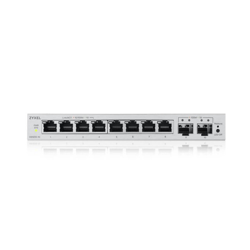 Zyxel GS1200-10 v3, 8 Port Gigabit, 2 x SFP webmanaged Desktop Switch - obrázek č. 2