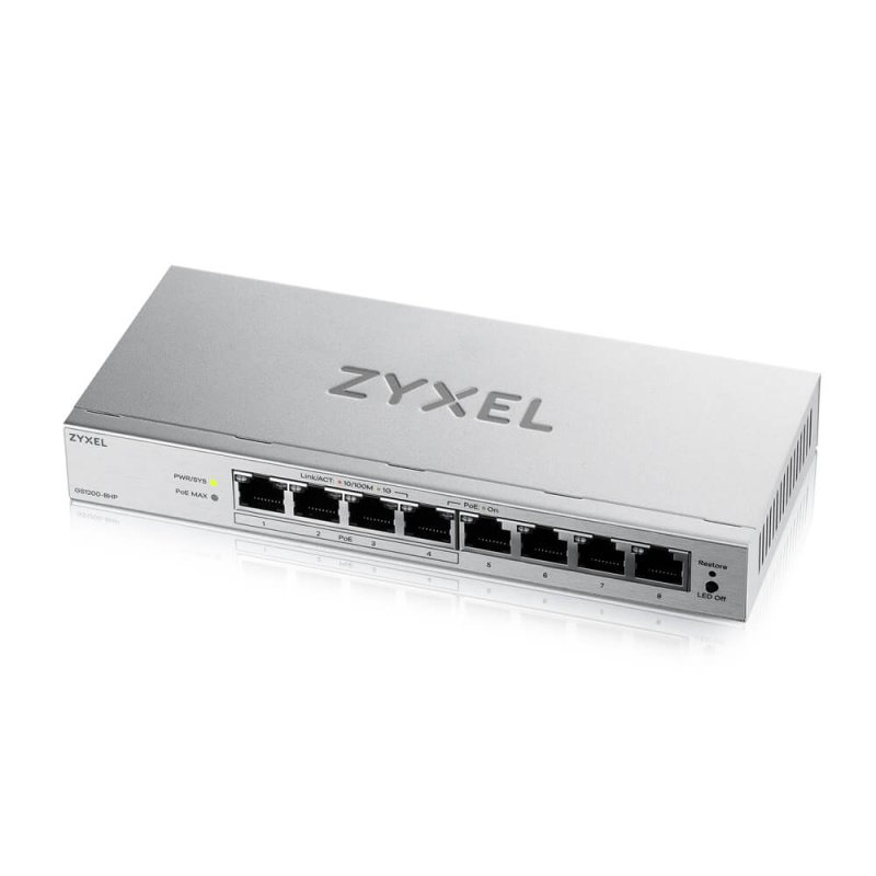 Zyxel GS1200-8HP v3, 8 Port Gigabit PoE+ webmanaged Desktop Switch, 4x PoE, 68 Watt - obrázek produktu