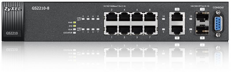 ZyXEL 8xGb 2xRJ/ SFP IPv6 web switch GS2210-8 - obrázek produktu
