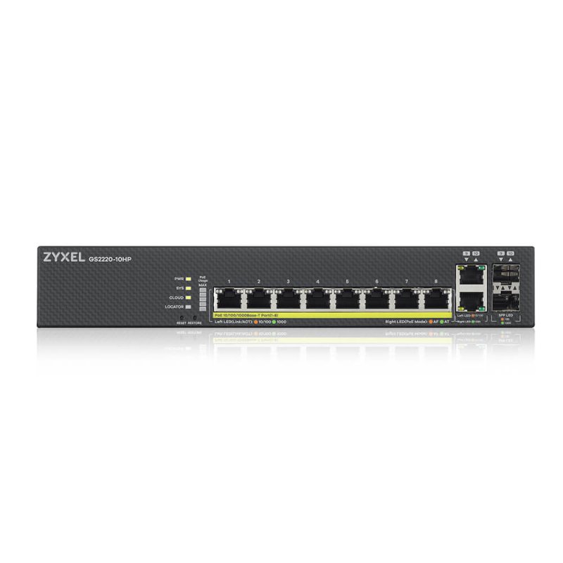 ZYXEL GS2220-10HP 8port GbE L2 Switch,1 GbE Uplink, PoE - obrázek č. 1