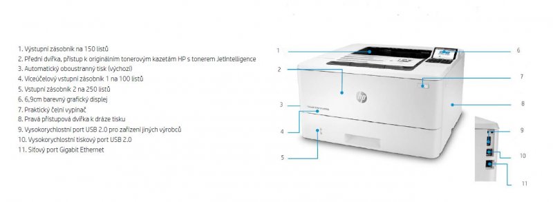 HP LaserJet Ent/ M406dn/ Tisk/ Laser/ A4/ LAN/ USB - obrázek č. 2