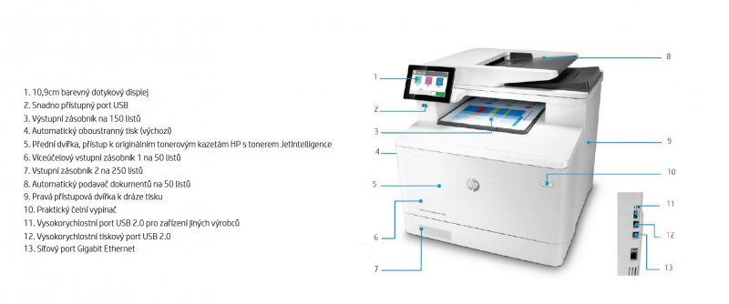 HP Color LaserJet Ent/ M480f/ MF/ Laser/ A4/ LAN/ USB - obrázek č. 2