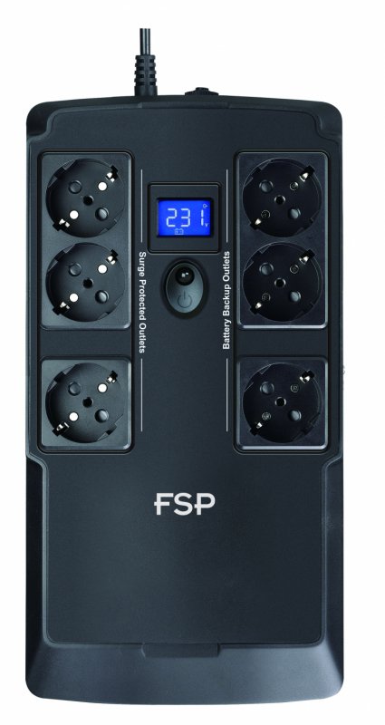 FSP UPS NanoFit 800, 800 VA /  480 W, 2xUSB power, LCD, RJ45, offline - obrázek č. 1