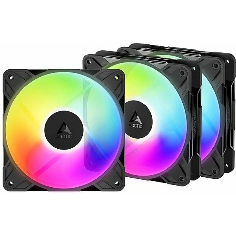 ARCTIC P12 Pro Reverse A-RGB (3pack) 120mm Case Fan with A-RGB - Reverse Impeller Design - FDB beari - obrázek produktu