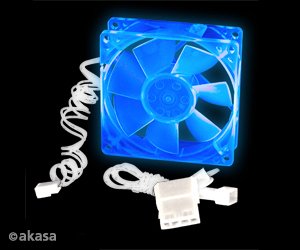 přídavný ventilátor Akasa 8 cm - UV modrý - obrázek č. 1