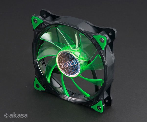 přídavný ventilátor Akasa Vegas LED 12 cm zelená - obrázek č. 1