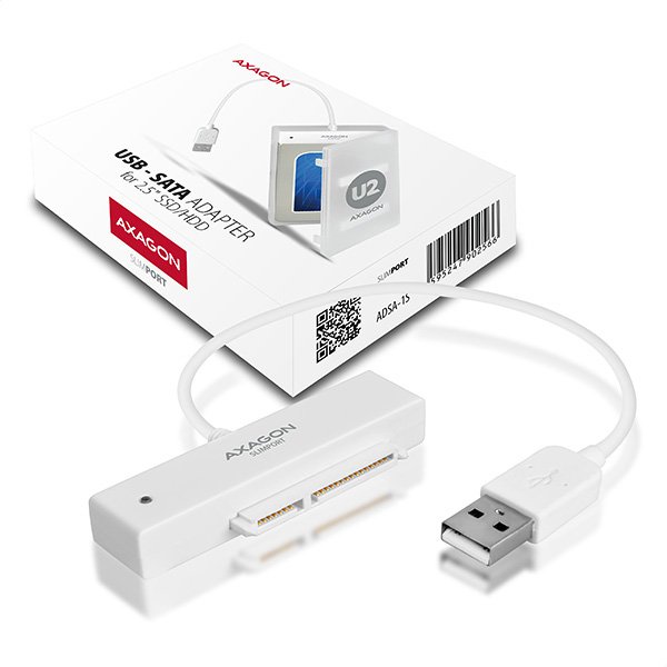 AXAGON ADSA-1S, USB2.0 - SATA HDD/ SSD adaptér vč. 2.5" pouzdra - obrázek produktu