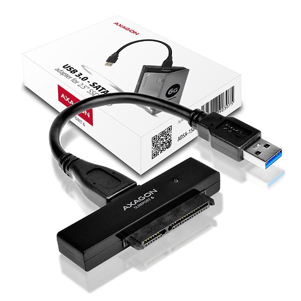 AXAGON ADSA-1S6, USB3.0 - SATA 6G UASP HDD/ SSD adaptér vč. 2.5" pouzdra - obrázek produktu