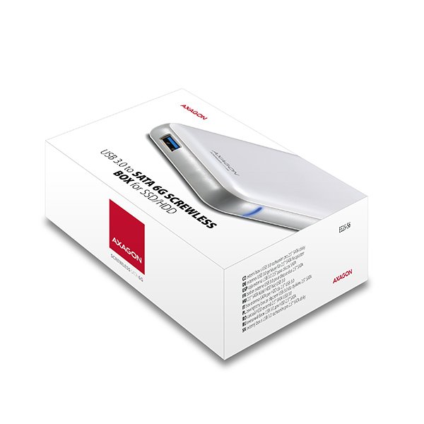 AXAGON EE25-S6, USB3.0 - SATA 6G, 2.5" SCREWLESS externí box, bílý - obrázek č. 4