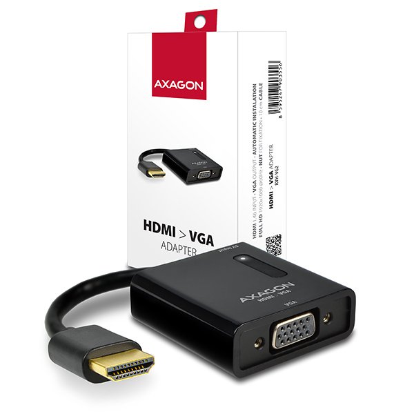 AXAGON RVH-VG2, HDMI -> VGA redukce /  adaptér, FullHD, micro USB nap. konektor - obrázek produktu