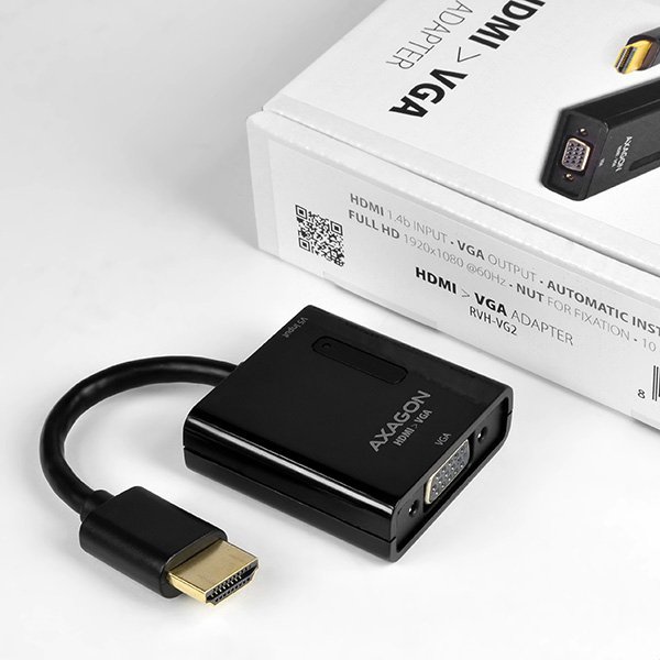 AXAGON RVH-VG2, HDMI -> VGA redukce /  adaptér, FullHD, micro USB nap. konektor - obrázek č. 5