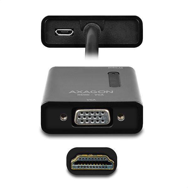 AXAGON RVH-VG2, HDMI -> VGA redukce /  adaptér, FullHD, micro USB nap. konektor - obrázek č. 4