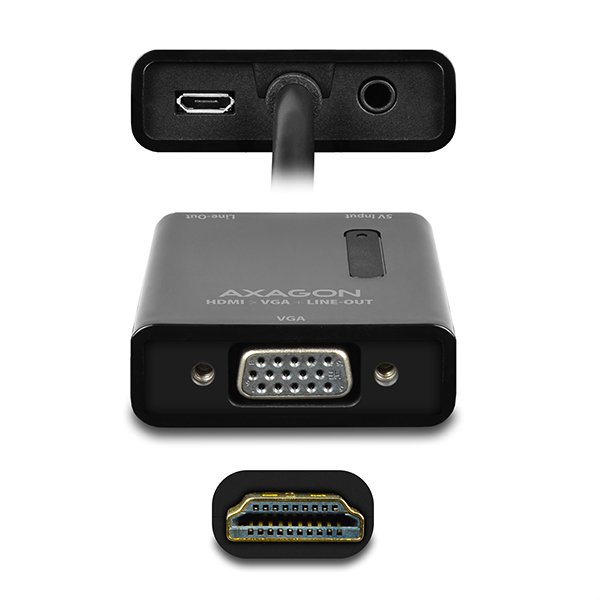 AXAGON RVH-VGA, HDMI -> VGA redukce /  adaptér, FullHD, audio výstup, micro USB nap. konektor - obrázek č. 4