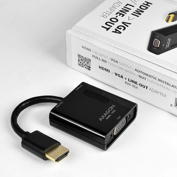 AXAGON RVH-VGA, HDMI -> VGA redukce /  adaptér, FullHD, audio výstup, micro USB nap. konektor - obrázek č. 5