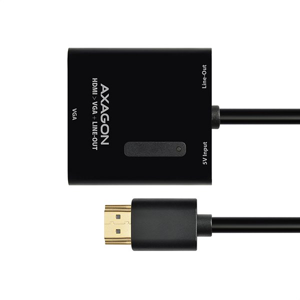 AXAGON RVH-VGA, HDMI -> VGA redukce /  adaptér, FullHD, audio výstup, micro USB nap. konektor - obrázek č. 2