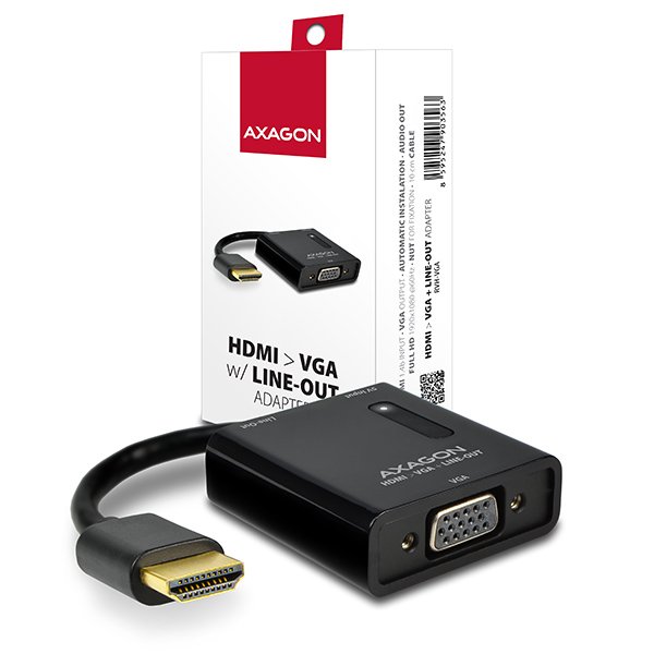 AXAGON RVH-VGA, HDMI -> VGA redukce /  adaptér, FullHD, audio výstup, micro USB nap. konektor - obrázek produktu