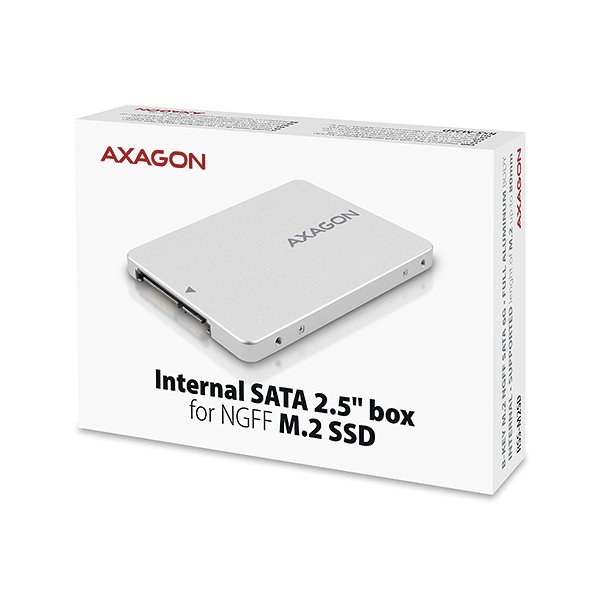 AXAGON RSS-M2SD, SATA - M.2 SATA SSD, interní 2.5" ALU box, stříbrný - obrázek č. 4