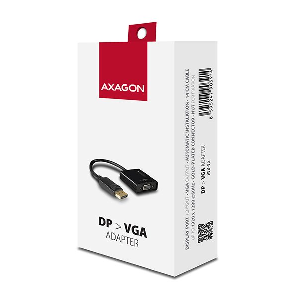 AXAGON RVD-VG, DisplayPort -> VGA redukce /  adaptér, FullHD, 1920*1200 - obrázek č. 5