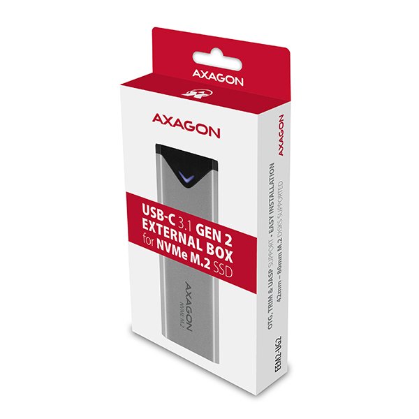 AXAGON EEM2-UG2, USB-C 3.2 Gen 2 - M.2 NVMe SSD kovový box, délka 42 až 80 mm - obrázek č. 8
