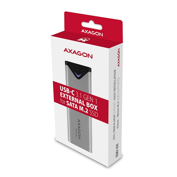 AXAGON EEM2-U3C, USB-C 3.2 Gen 1 - M.2 SATA SSD kovový box, délka 42 až 80 mm - obrázek č. 7