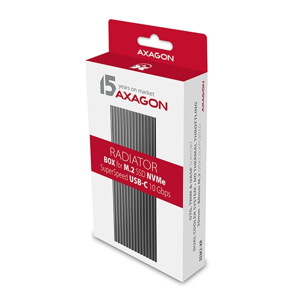 AXAGON EEM2-XR, USB-C 3.2 Gen 2 - M.2 NVMe SSD kovový RADIATOR box s dvěma chladiči - obrázek č. 8