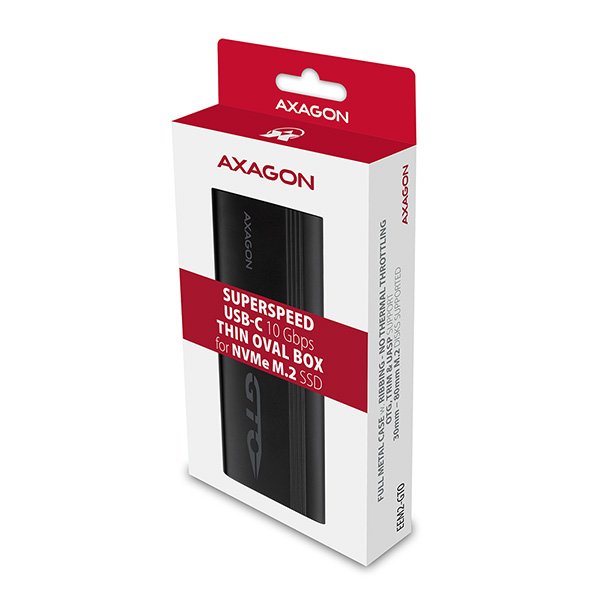 AXAGON EEM2-GTO, USB-C 3.2 Gen 2 - M.2 NVMe SSD kovový THIN OVAL box - obrázek č. 9