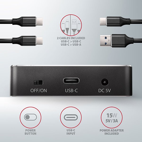 AXAGON ADSA-M2C, USB-C 3.2 Gen 2 -  2x M.2 NVMe SSD CLONE MASTER dokovací stanice - obrázek č. 6