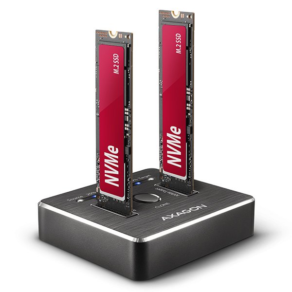 AXAGON ADSA-M2C, USB-C 3.2 Gen 2 -  2x M.2 NVMe SSD CLONE MASTER dokovací stanice - obrázek produktu