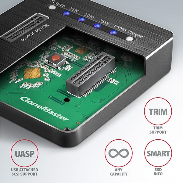 AXAGON ADSA-M2C, USB-C 3.2 Gen 2 -  2x M.2 NVMe SSD CLONE MASTER dokovací stanice - obrázek č. 5