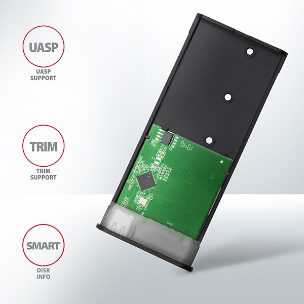 AXAGON EEM2-SBC, USB-C 3.2 Gen 2 - M.2 SATA SSD kovový RAW box, bezšroubkový - obrázek č. 9