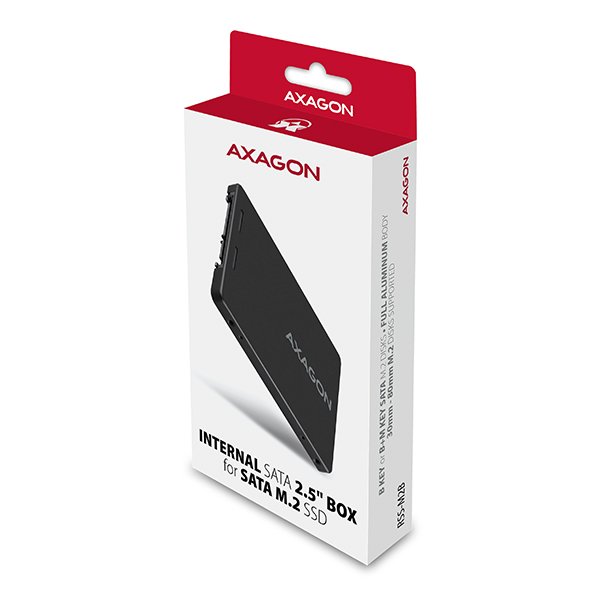AXAGON RSS-M2B, SATA - M.2 SATA SSD, interní 2.5" ALU box, černý - obrázek č. 8
