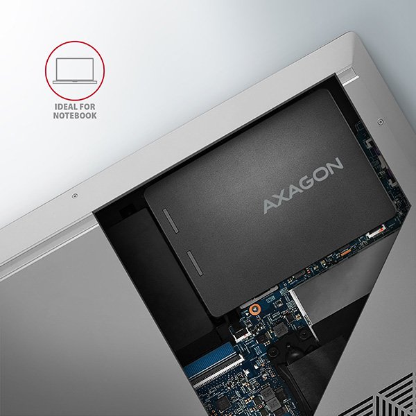 AXAGON RSS-M2B, SATA - M.2 SATA SSD, interní 2.5" ALU box, černý - obrázek č. 3