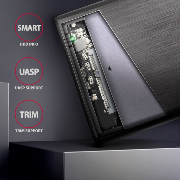 AXAGON EE25-A6M, USB 3.2 Gen 1 - SATA 6G 2.5" kovový RAW box, bezšroubkový - obrázek č. 3