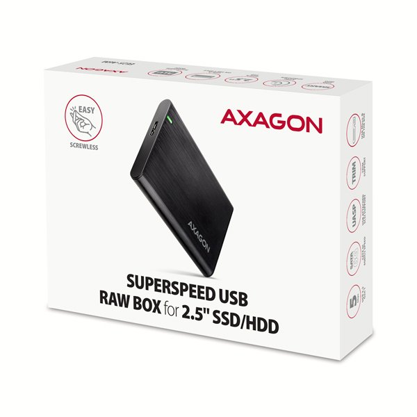 AXAGON EE25-A6M, USB 3.2 Gen 1 - SATA 6G 2.5" kovový RAW box, bezšroubkový - obrázek č. 8