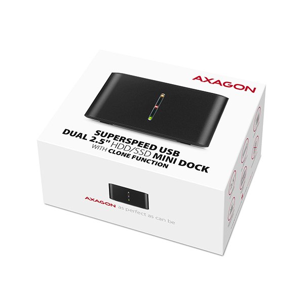 AXAGON ADSA-D25, USB 3.2 Gen 1 - 2x SATA 6G 2.5" SSD/ HDD CLONE MINI dokovací stanice - obrázek č. 9