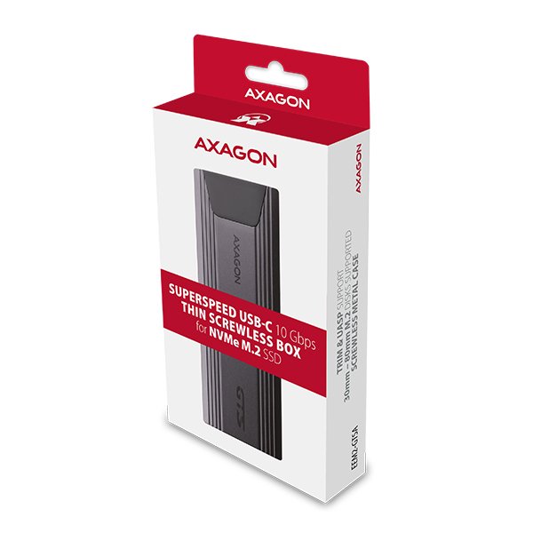 AXAGON EEM2-GTSA, USB-C 3.2 Gen 2 - M.2 NVMe SSD kovový THIN box, bezšroubkový - obrázek č. 3