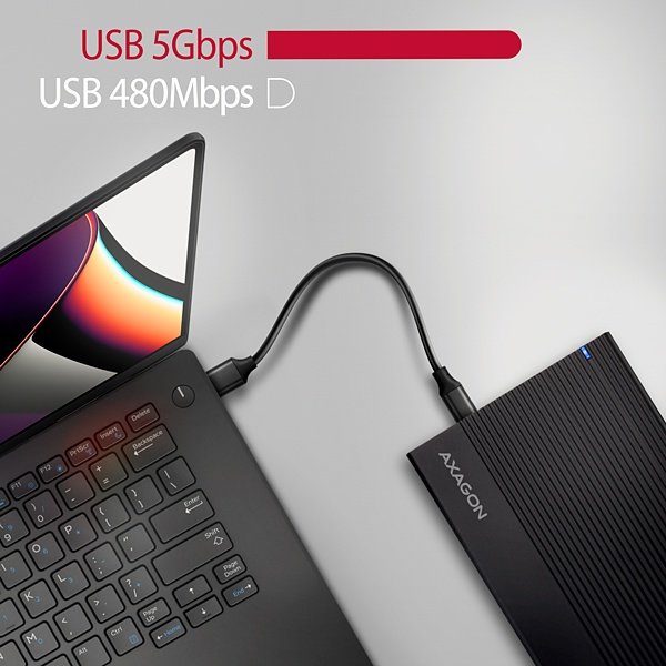 AXAGON EE35-GTR, USB-C 5Gbps - SATA 6G 3.5" RIBBED box, černý - obrázek č. 5