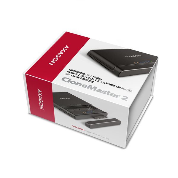 AXAGON ADSA-CC USB-C 10Gbps - NVMe M.2 SSD & SATA 2.5"/ 3.5" SSD/ HDD CLONE MASTER 2 - obrázek č. 9