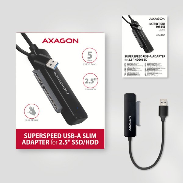 AXAGON ADSA-FP2A USB-A 5Gbps - SATA 6G 2.5" SSD/ HDD SLIM adaptér - obrázek č. 5