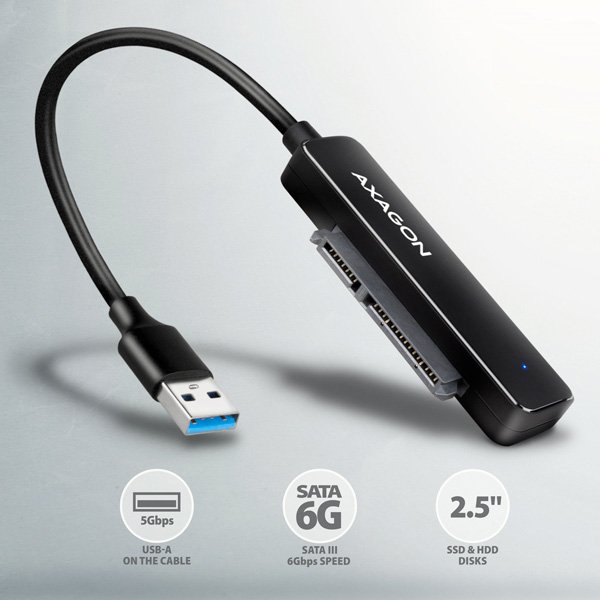 AXAGON ADSA-FP2A USB-A 5Gbps - SATA 6G 2.5" SSD/ HDD SLIM adaptér - obrázek č. 1